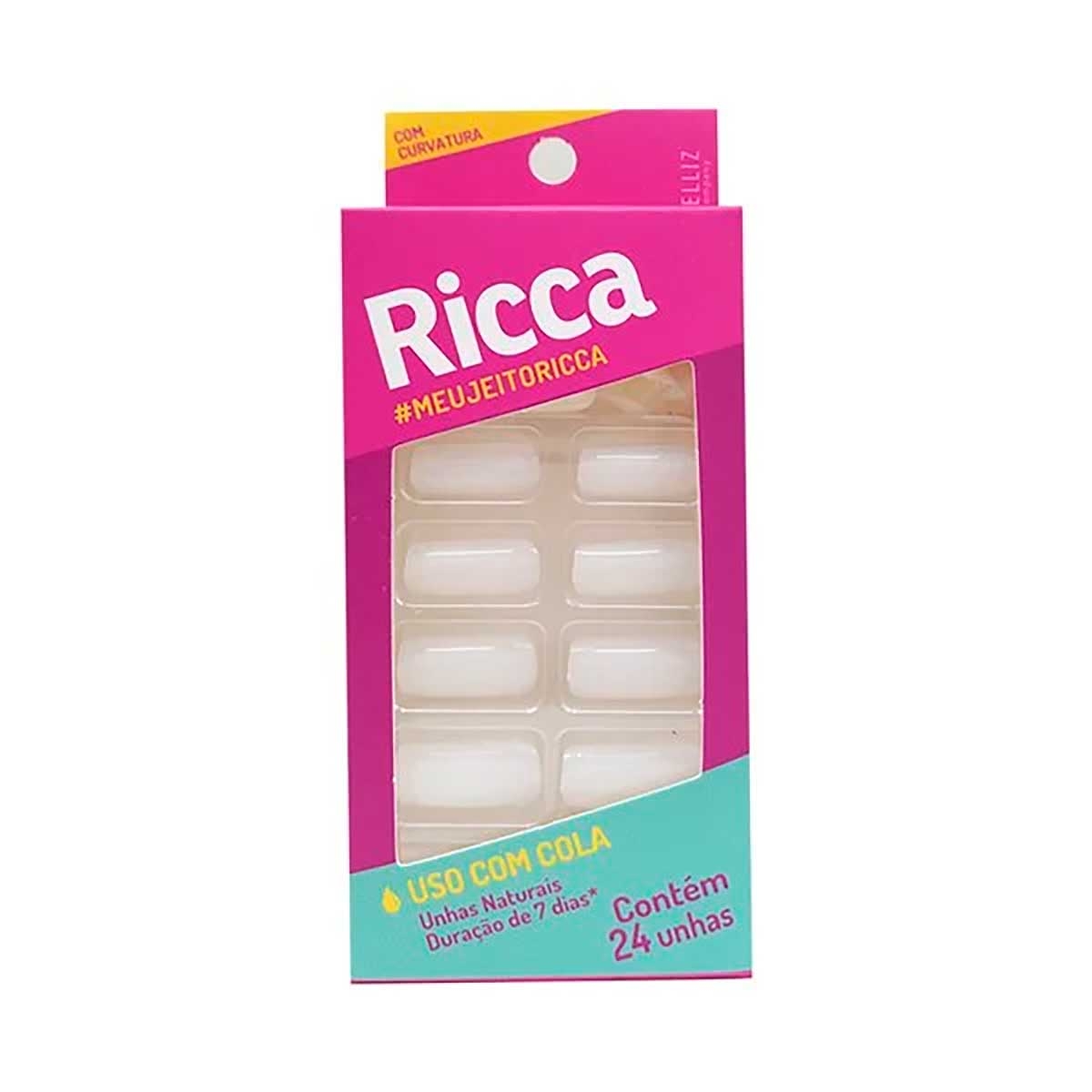 Unha Postiça Natural Ricca com Curvatura com 24 Unidades Menor preço em Unha Postiça Natural Ricca com Curvatura com 24 Unidades