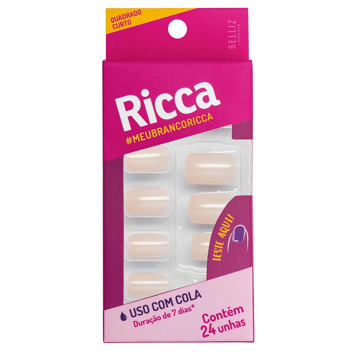 Unha Postiça Ricca Quadrado Branco Sonho com 24 Unidades Menor preço em Unha Postiça Ricca Quadrado Branco Sonho com 24 Unidades