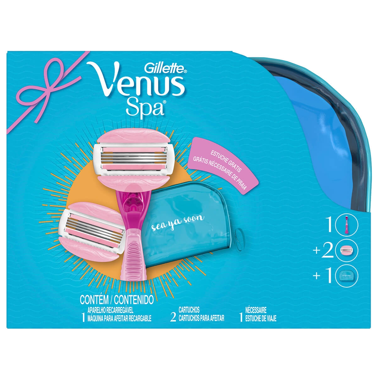 Kit Aparelho de Depilar Gillette Venus SPA com 1 unidade + 2 cargas + nécessaire Menor preço em Kit Aparelho de Depilar Gillette Venus SPA com 1 unidade + 2 cargas + nécessaire