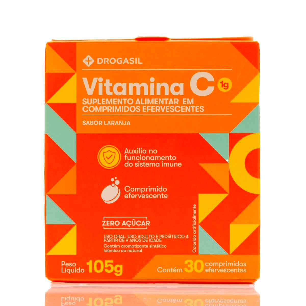 Vitamina C 1G Drogasil Sabor Laranja com 30 Comprimidos Efervescentes Menor preço em Vitamina C 1G Drogasil Sabor Laranja com 30 Comprimidos Efervescentes
