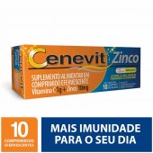 Vitamina C + Zinco 10mg Cenevit Sabor Laranja 10 comprimidos efervescentes