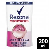 Refil Sabonete Líquido Rexona Antibacterial Água de Rosas Sachê 200ml