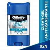 Desodorante Antitranspirante Clear Gel Gillette Cool Wave Masculino com 82g