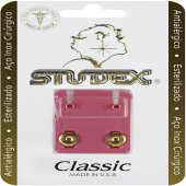 Brinco Antialérgico Studex Classic Rosa Pequeno Dourado - 1 Par