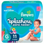 Fralda Pampers Praia e Piscina Splashers Baby Shark G - 11 Unidades