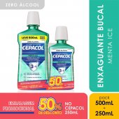 Kit Enxaguante Antisséptico Bucal Cepacol Menta Ice Sem Álcool 500ml + 250ml