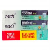 Pasta de Dente Needs Sensitive 90g - Pack leve 3, Pague 2