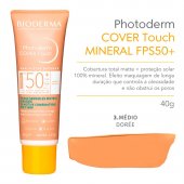 Protetor Solar Facial Bioderma Photoderm Cover Touch FPS 50 Pele Oleosa a Acneica Cor Dourada com 40ml