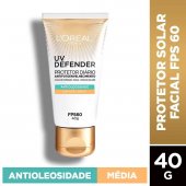 Protetor Solar Facial L'Oréal UV Defender Antioleosidade Cor Média FPS 60 com 40g