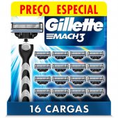 Carga para Aparelho de Barbear Gillette Mach3 com 16 Unidades