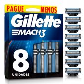 Carga para Aparelho de Barbear Gillette Mach3 com 8 unidades