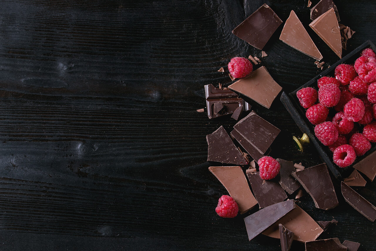 framboesas e chocolate