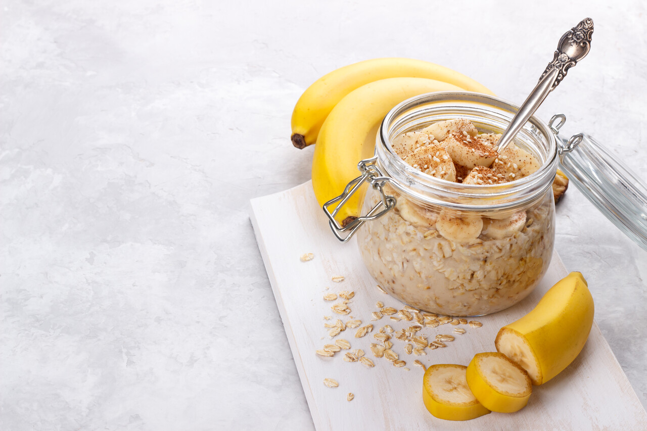 receita de overnight oats com banana